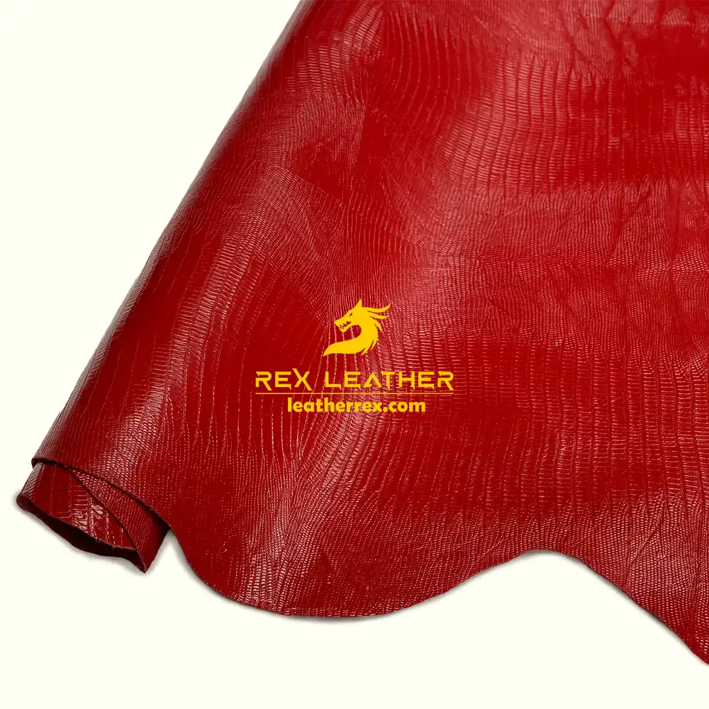 Red lizard goat leather